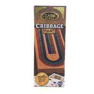 Classic Games Cribbage Solid Wood Board Game